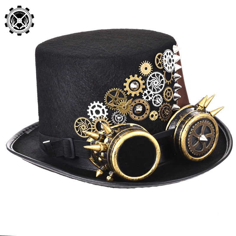 Steampunk Chapeau Vitesse Punk Rivet Chapeau Gothique Lunettes Chapeau Magique