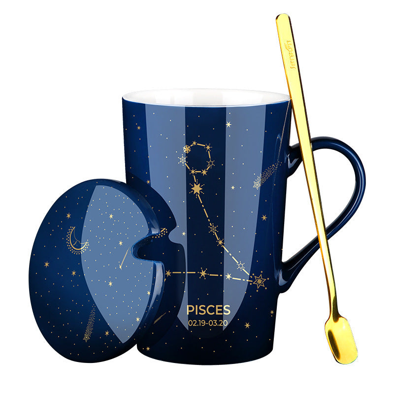 Tasse à café Constellation en céramique avec cuillère à couvercle