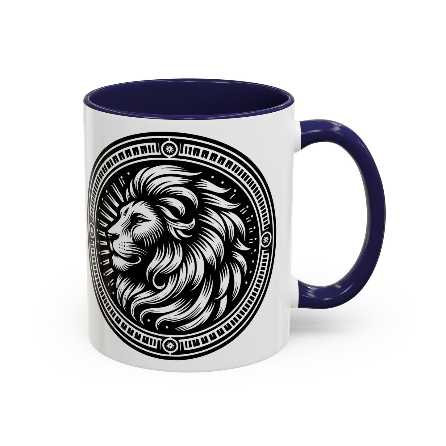 Monochrome Lion Accent Coffee Mug, Boho Lion Mug, Animal Print Coffee Cup, Unique Gift for Coffee Lovers, Home Decor