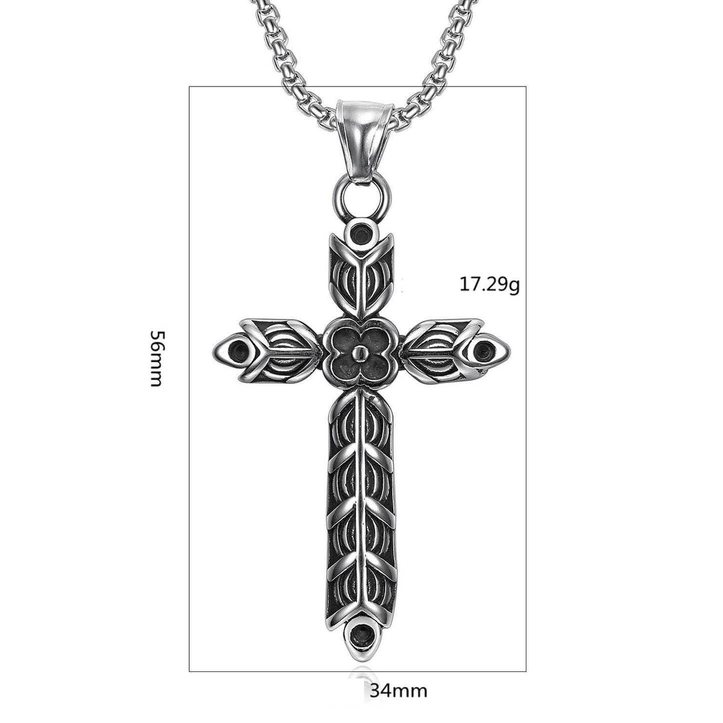 New Viking Cross Flower Punk Men's Necklace
