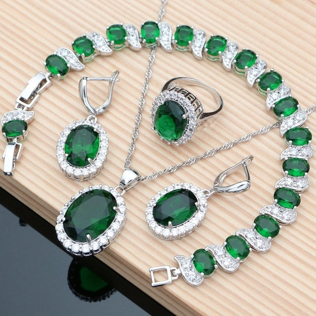 Mystic Rainbow Fire Cubic Zirconia Jewelry Sets Women 925