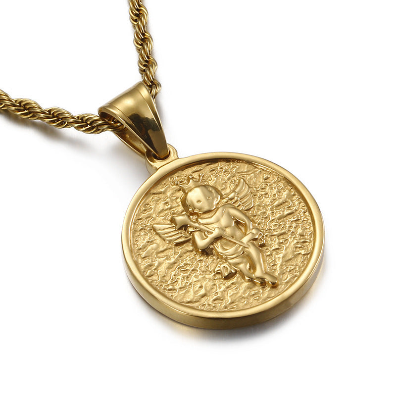 Pendentif petit ange, en acier inoxydable.