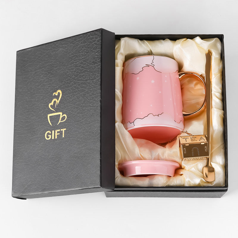 Tasse en céramique avec cuillère à couvercle pour hommes et femmes à la maison