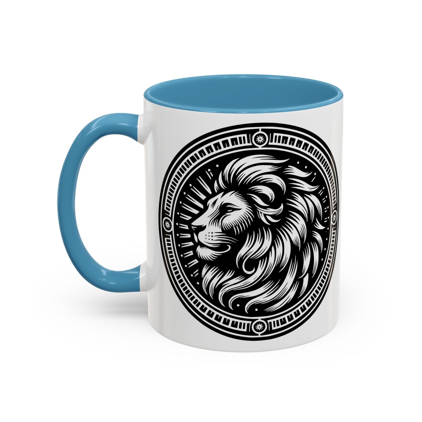Monochrome Lion Accent Coffee Mug, Boho Lion Mug, Animal Print Coffee Cup, Unique Gift for Coffee Lovers, Home Decor