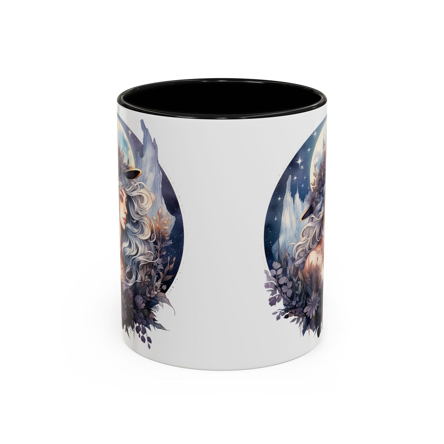 Mystical Floral Accent Coffee Mug, Enchanting Gift for Her, Elegant Home Decor, Celestial Mug, Perfect for Birthdays