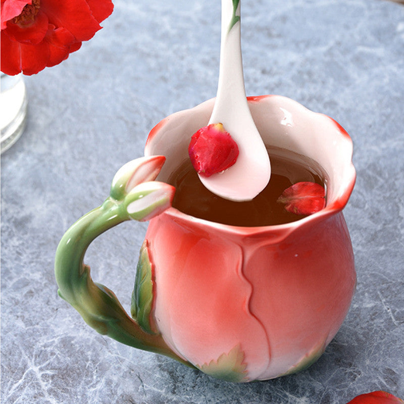 Fleur En Céramique Café De Fleur de Thé Rose Tasse