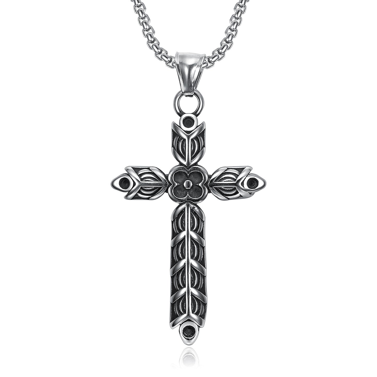 New Viking Cross Flower Punk Men's Necklace