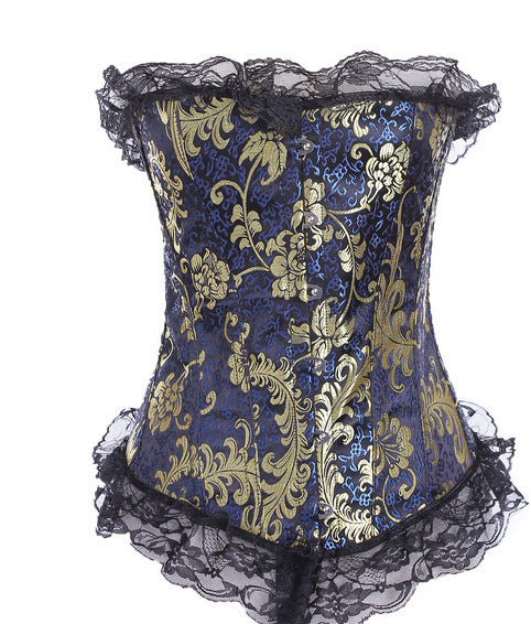 Women's Plastic Lace Blue Court Corset