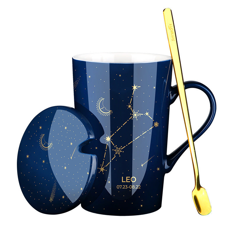 Tasse à café Constellation en céramique avec cuillère à couvercle