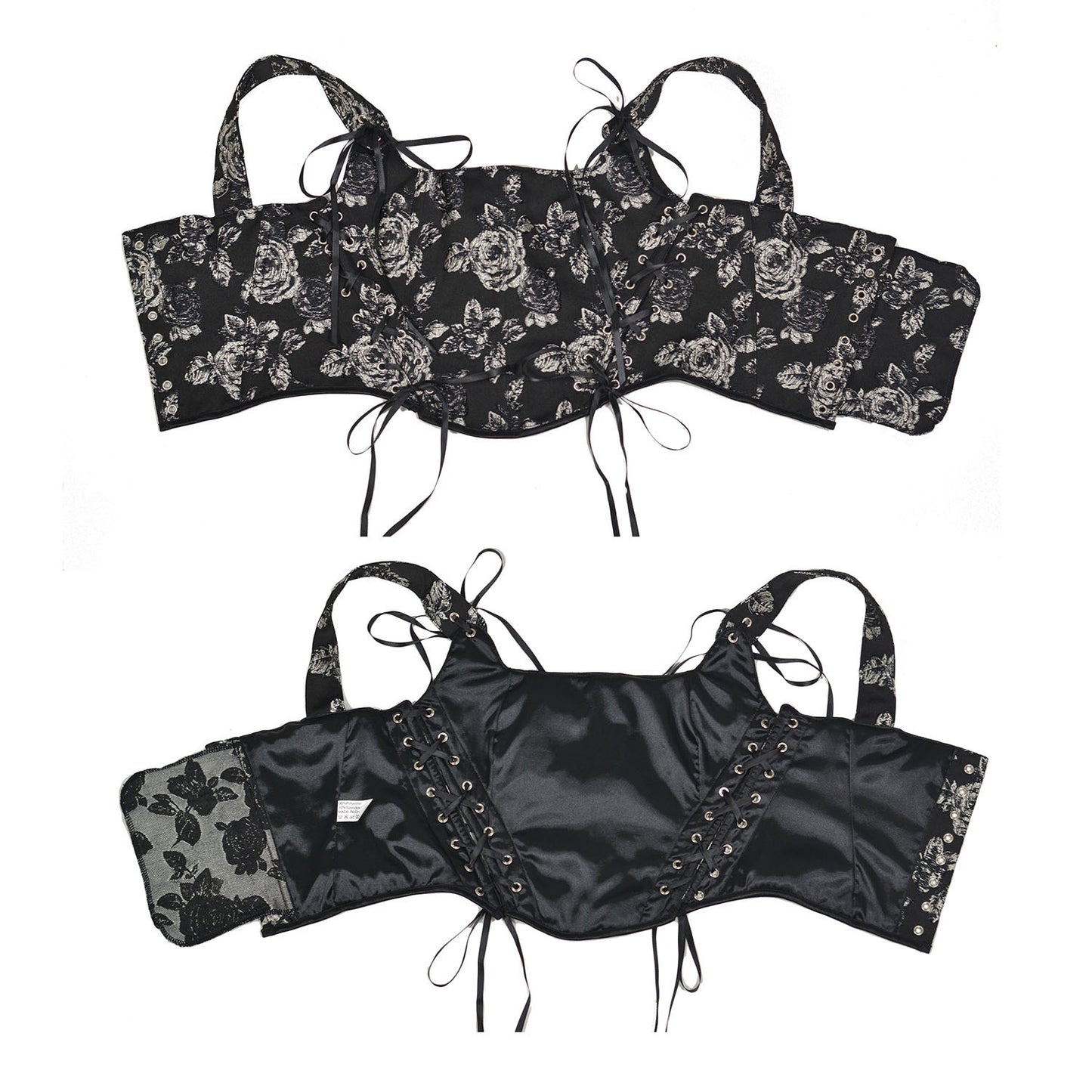 Women's Retro Black Rose Double Layer Fishbone Corset