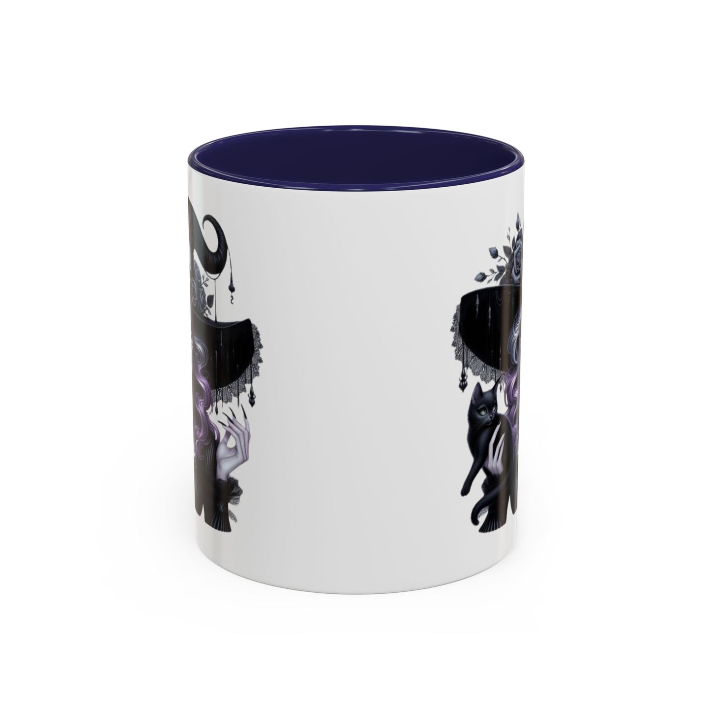 Witchy Accent Coffee Mug: Enchanting Black Cat & Skull Design, Spooky Gift for Halloween, Witchcraft Lover, Home Decor, Coffee Lover