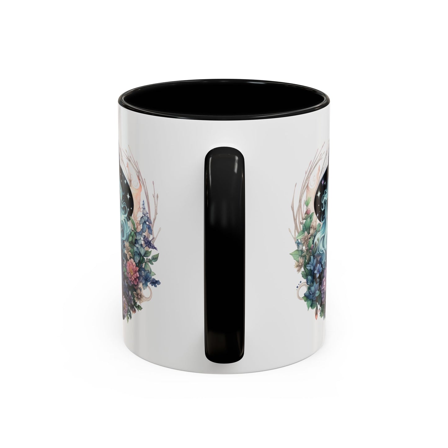 Mystical Floral Witch Coffee Mug with Accent, Gift for Witches, Unique Boho Kitchen Decor, Tea Lover's Mug, Magical Drinkware