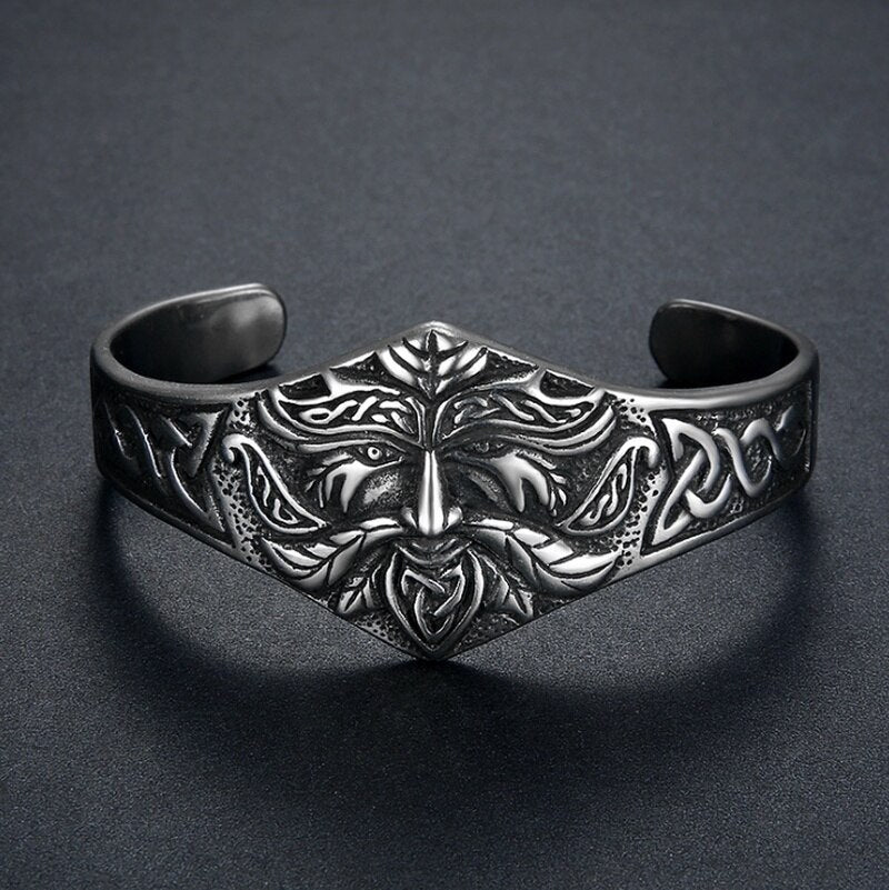 Viking Warrior Old Man Head Stainless Steel Men's Bracelet Trendy