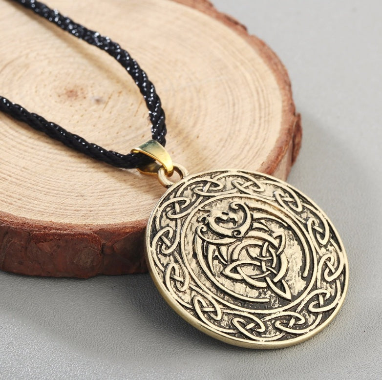 Vintage ancient bronze amulet necklace
