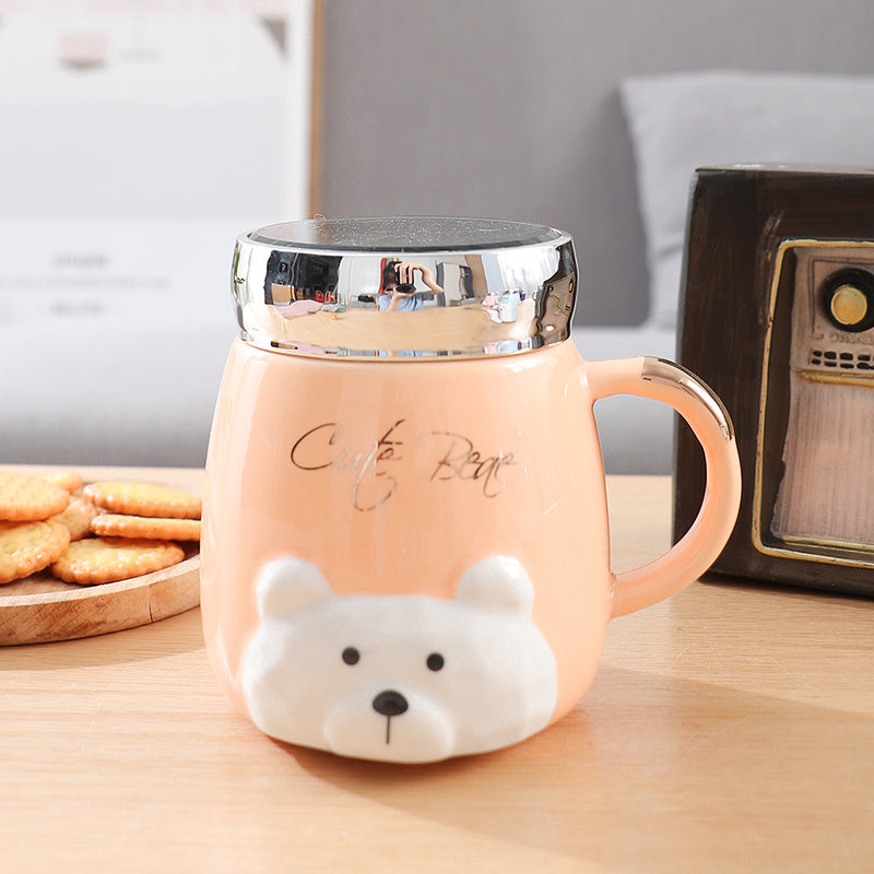 Ins Style Céramique Couple Tasse Avec Couvercle Bureau