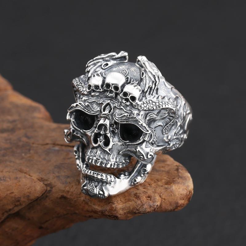Bijoux Crâne Anneau Tête Mâle Rock Gothique