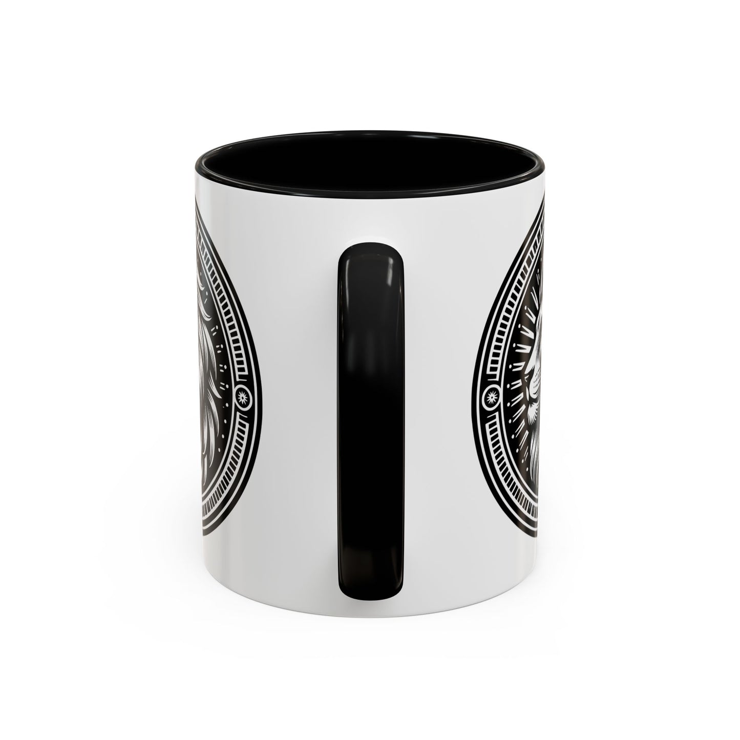Monochrome Lion Accent Coffee Mug, Boho Lion Mug, Animal Print Coffee Cup, Unique Gift for Coffee Lovers, Home Decor