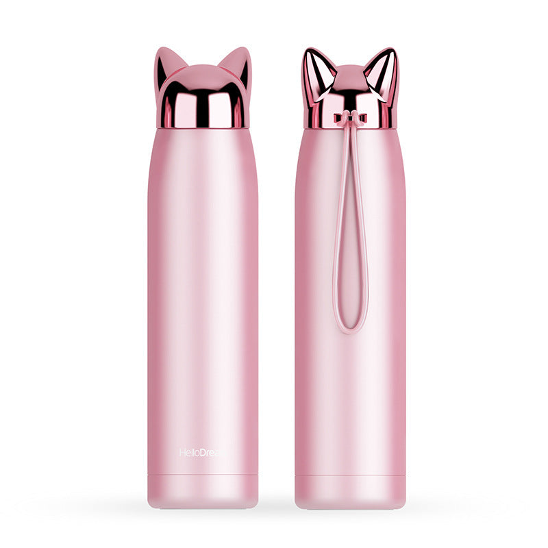 Thermos en acier inoxydable scellé étanche avec tasse en tête de renard