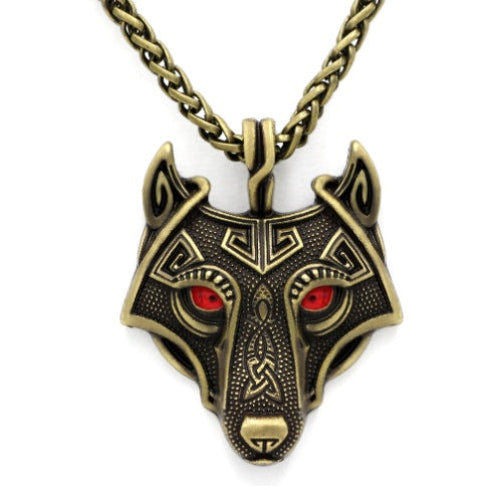 Grey Wolf Head Pendant Chain