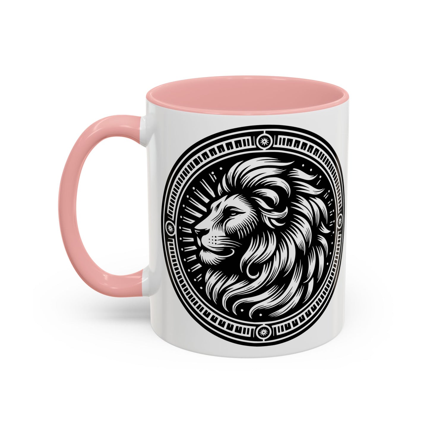 Monochrome Lion Accent Coffee Mug, Boho Lion Mug, Animal Print Coffee Cup, Unique Gift for Coffee Lovers, Home Decor