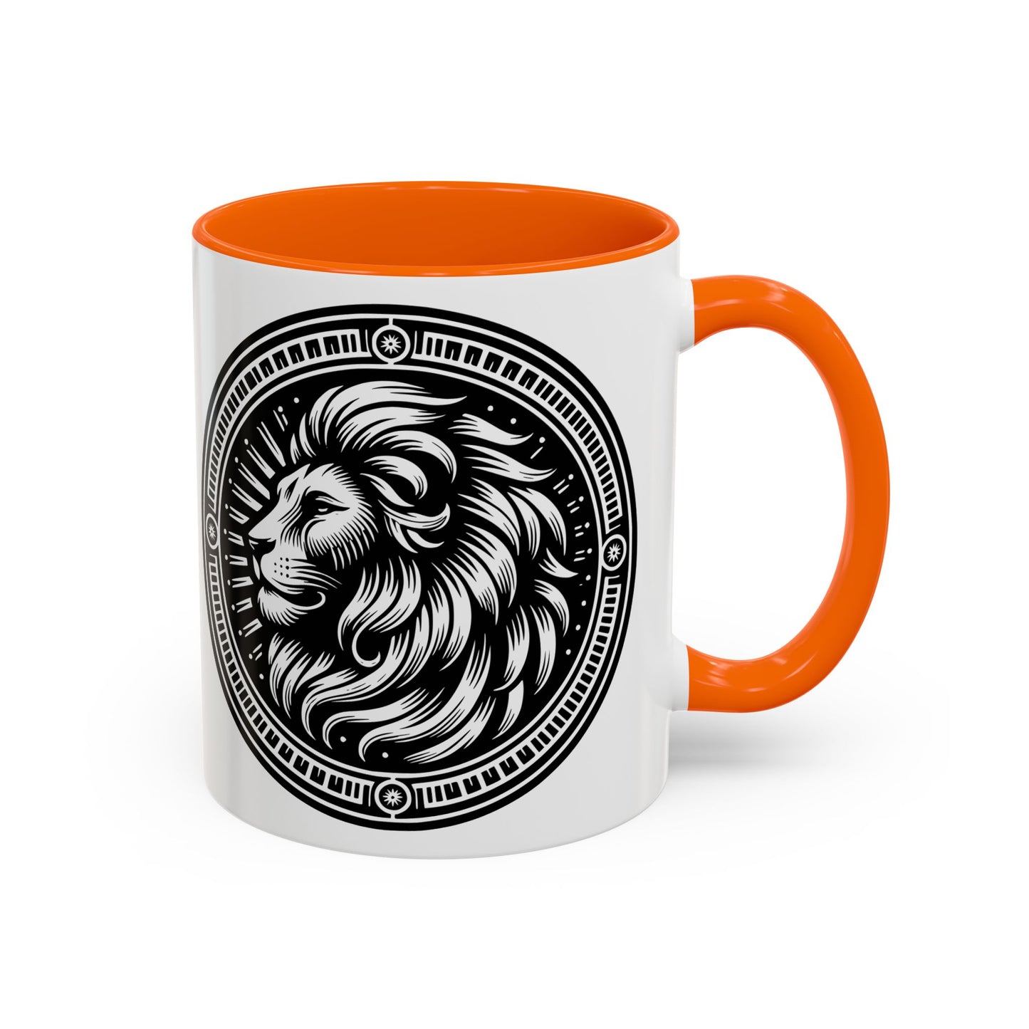 Monochrome Lion Accent Coffee Mug, Boho Lion Mug, Animal Print Coffee Cup, Unique Gift for Coffee Lovers, Home Decor