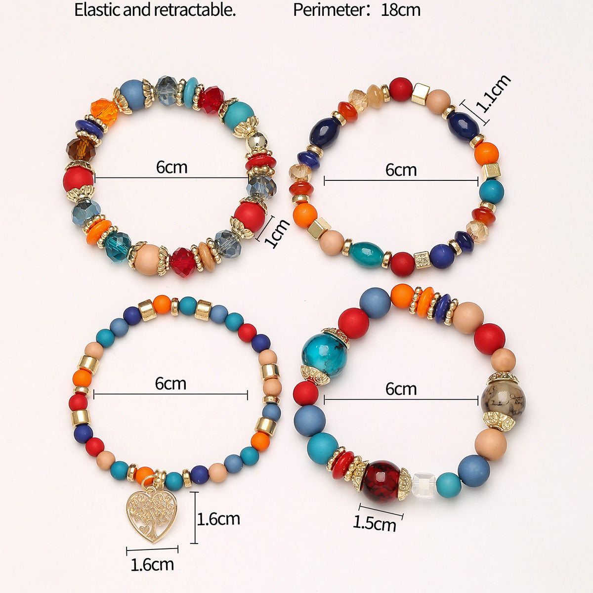 Multi-layer Hollow Heart Pendant Tassel Bracelet Suit
