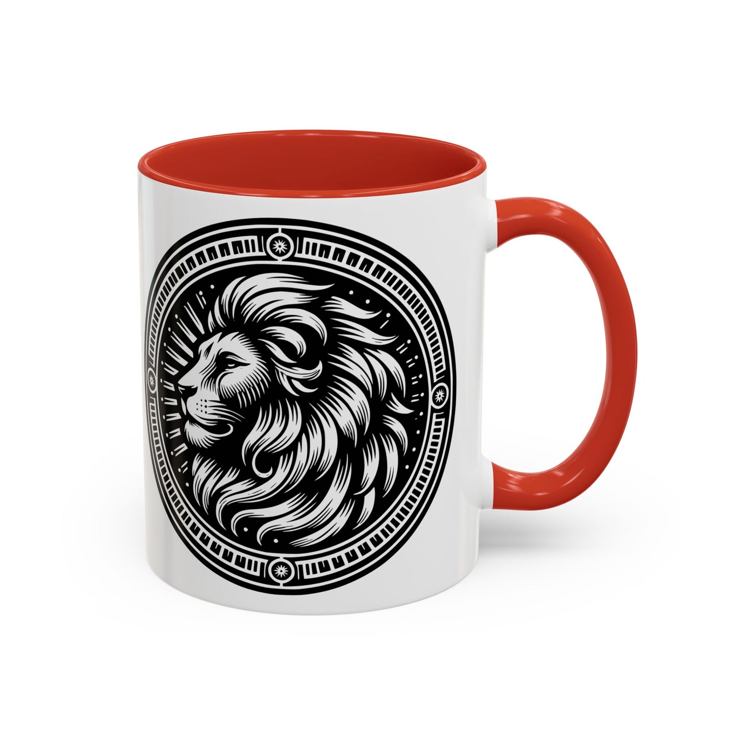 Monochrome Lion Accent Coffee Mug, Boho Lion Mug, Animal Print Coffee Cup, Unique Gift for Coffee Lovers, Home Decor