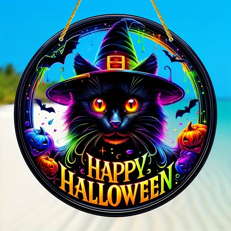 Acrylic Halloween Witch Pendant Color Disc Wall Decorations