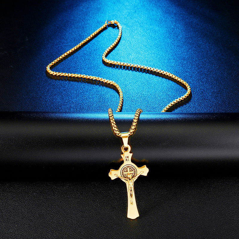 Stainless Steel Trefoil Cross Necklace Pendant Jewelry