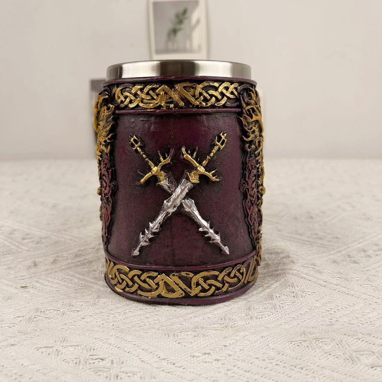 Tasse d'eau en acier inoxydable de bière de pirate viking créative