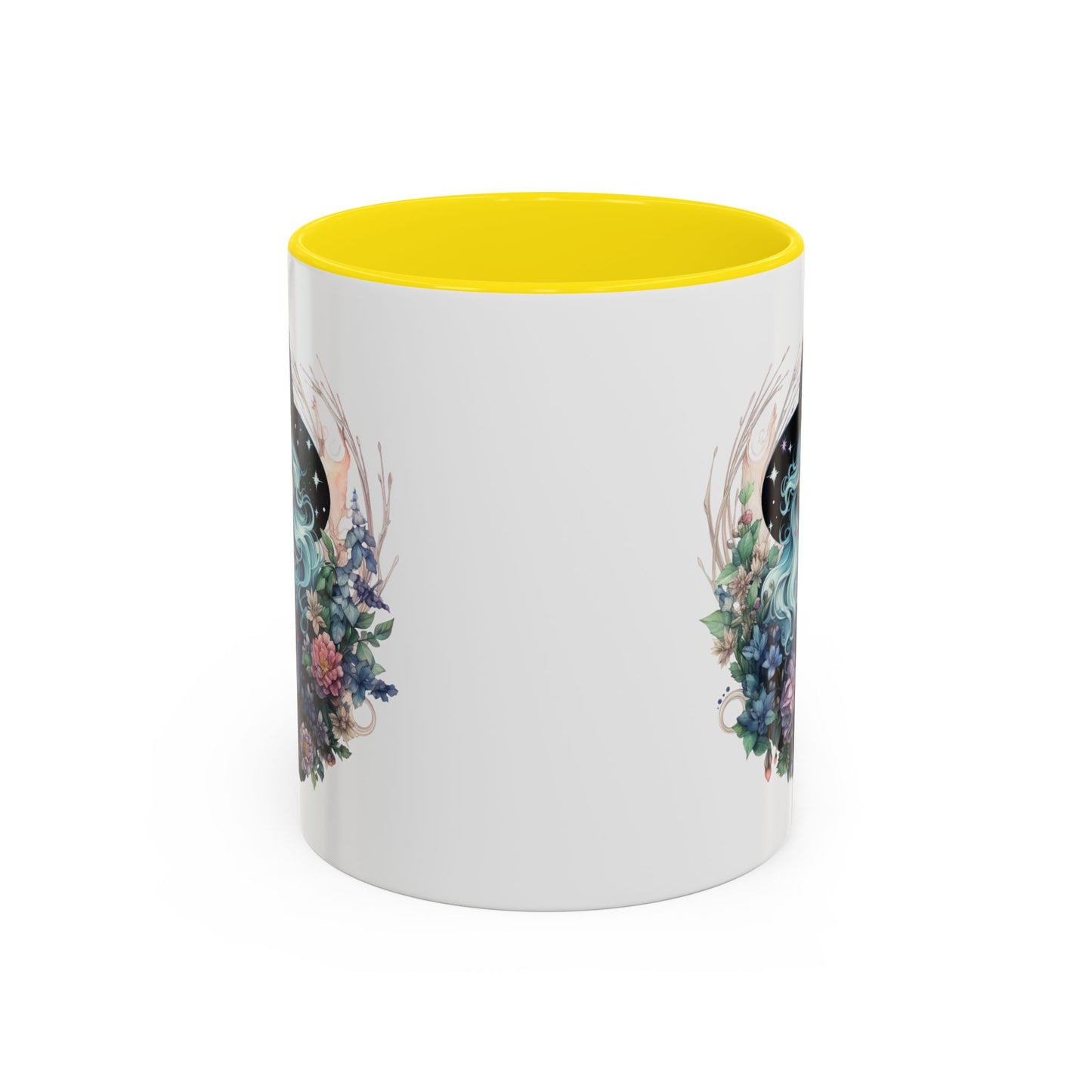 Mystical Floral Witch Coffee Mug with Accent, Gift for Witches, Unique Boho Kitchen Decor, Tea Lover's Mug, Magical Drinkware