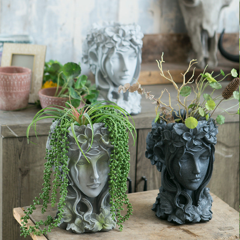 Goddess Figurine Art Resin Plant Flower Pot