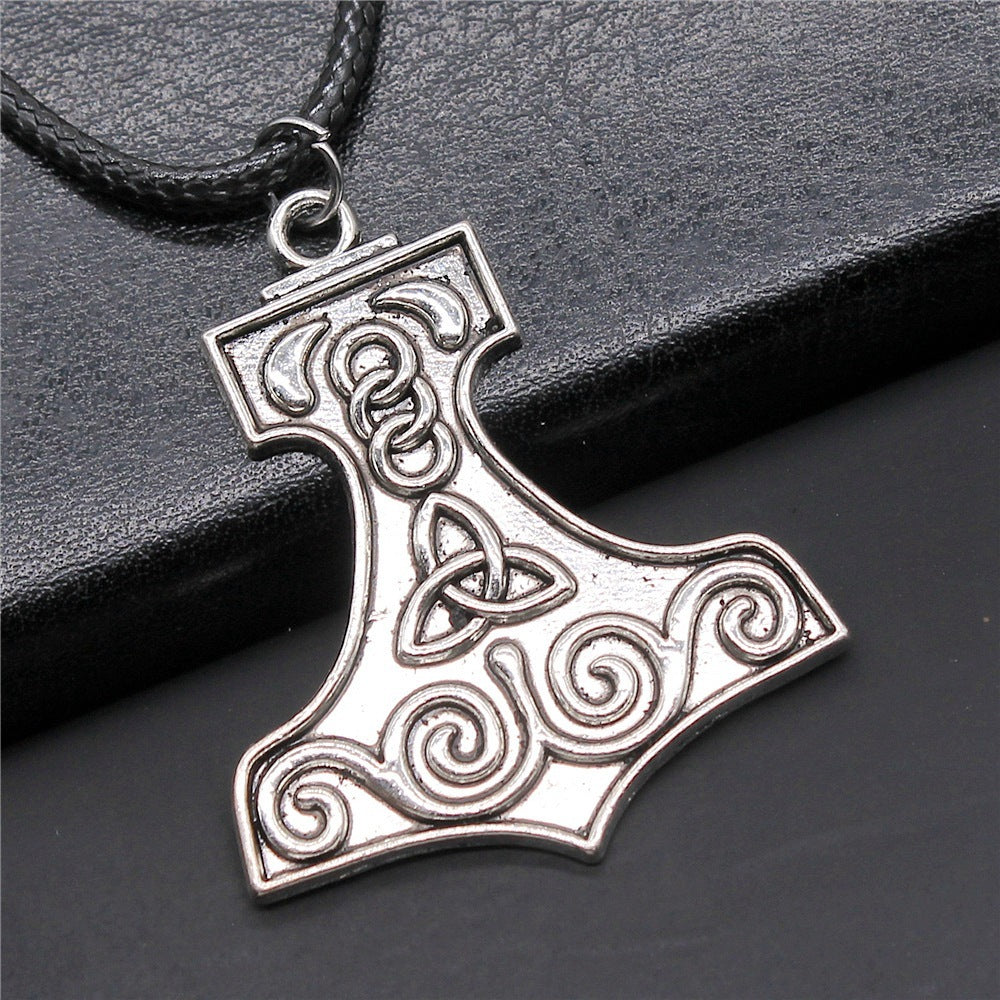 Rudder Amulet Symbol Pendant Black Leather Rope Necklace