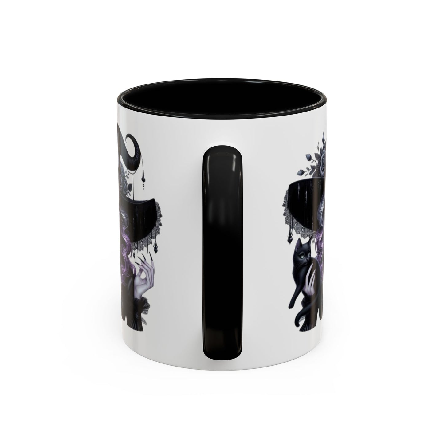 Witchy Accent Coffee Mug: Enchanting Black Cat & Skull Design, Spooky Gift for Halloween, Witchcraft Lover, Home Decor, Coffee Lover