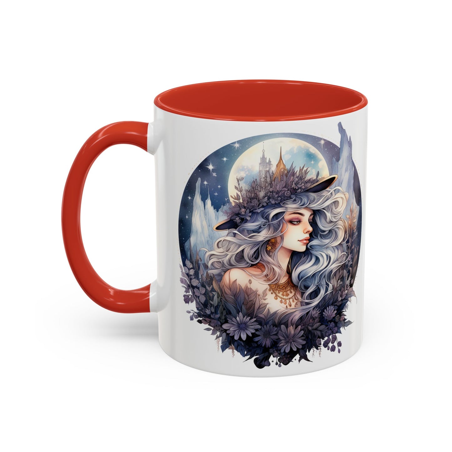 Mystical Floral Accent Coffee Mug, Enchanting Gift for Her, Elegant Home Decor, Celestial Mug, Perfect for Birthdays