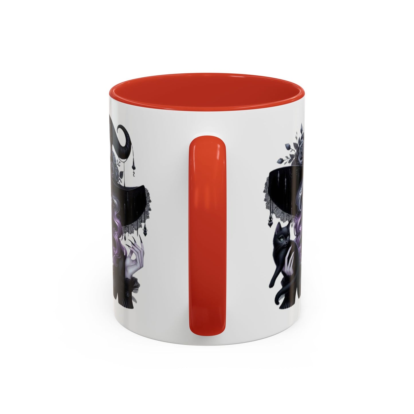 Witchy Accent Coffee Mug: Enchanting Black Cat & Skull Design, Spooky Gift for Halloween, Witchcraft Lover, Home Decor, Coffee Lover