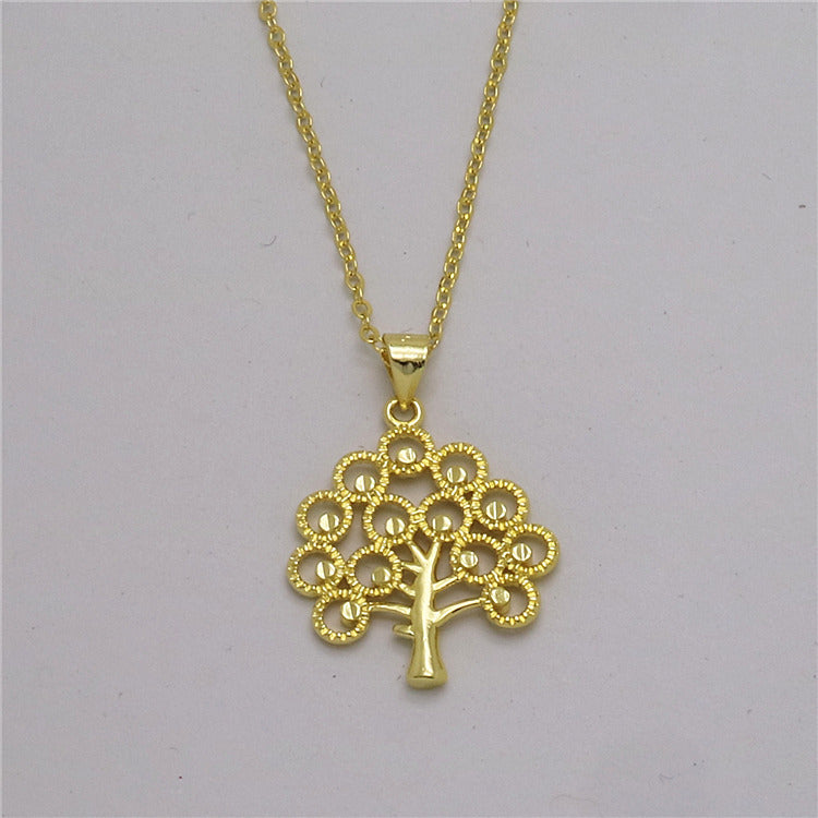 Fashion Lucky Gold Plated Four Leaf Grass Pendant Necklace