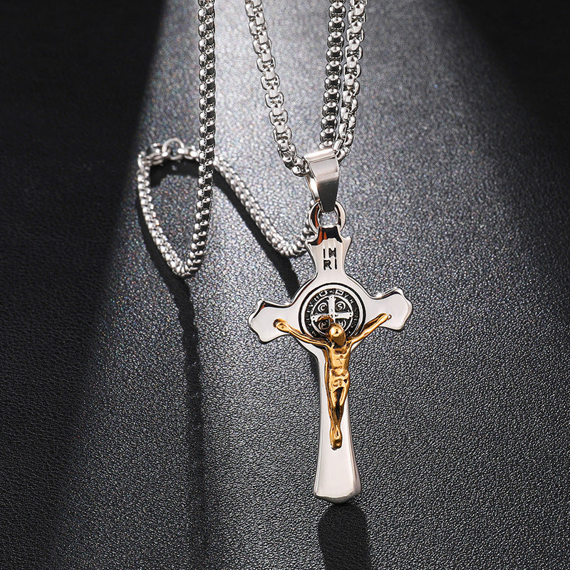 Stainless Steel Trefoil Cross Necklace Pendant Jewelry