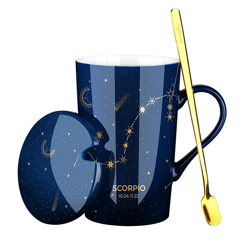 Tasse à café Constellation en céramique avec cuillère à couvercle