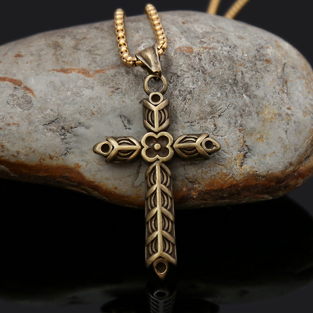 New Viking Cross Flower Punk Men's Necklace