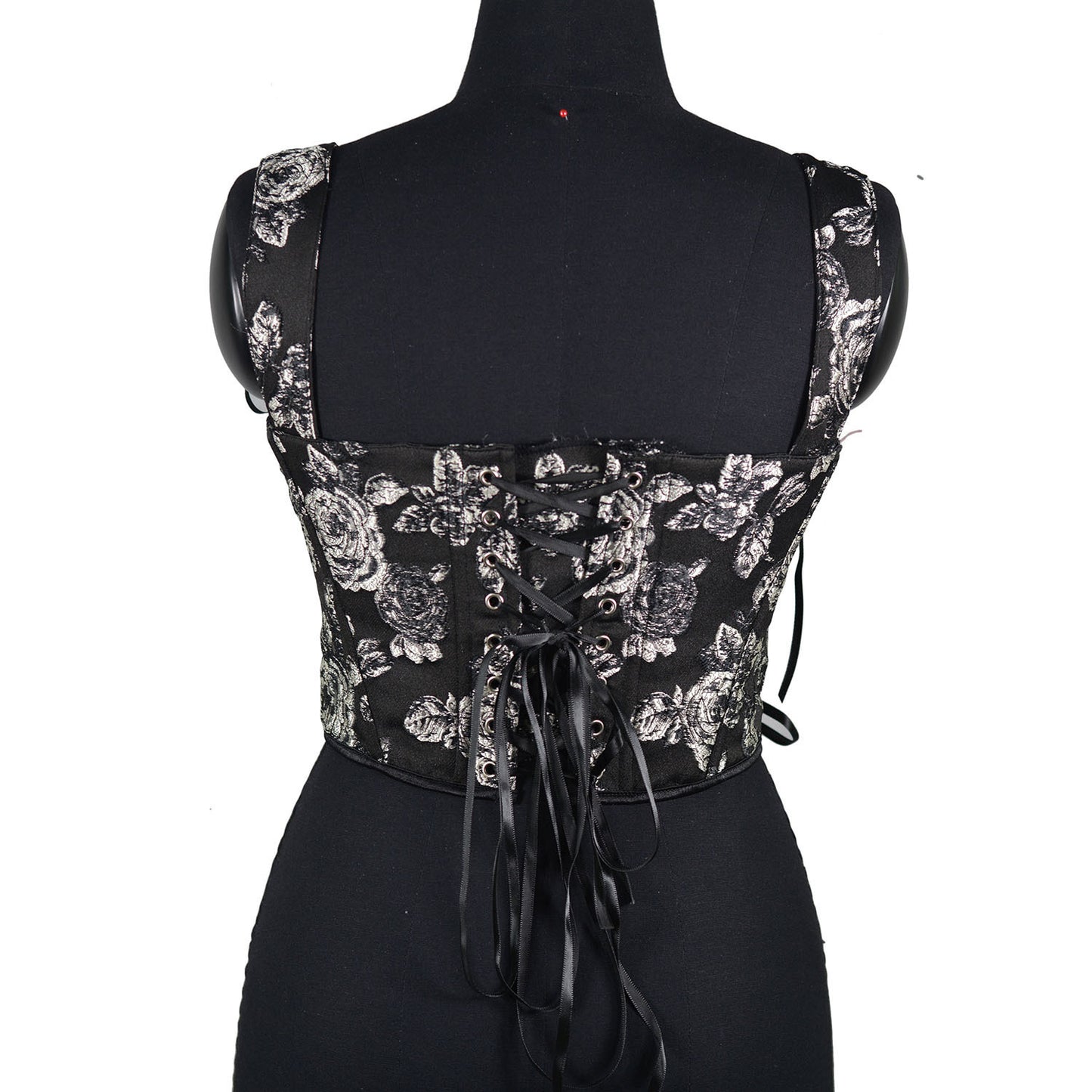 Women's Retro Black Rose Double Layer Fishbone Corset