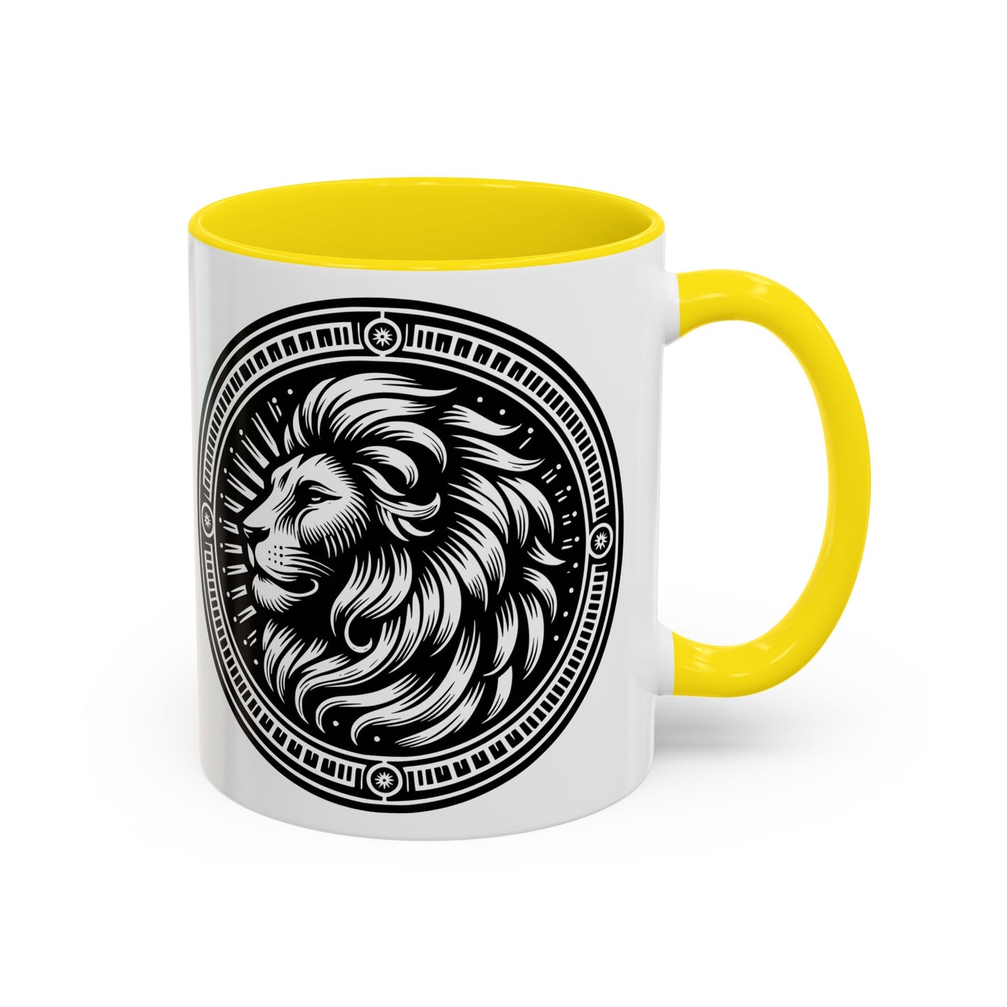 Monochrome Lion Accent Coffee Mug, Boho Lion Mug, Animal Print Coffee Cup, Unique Gift for Coffee Lovers, Home Decor