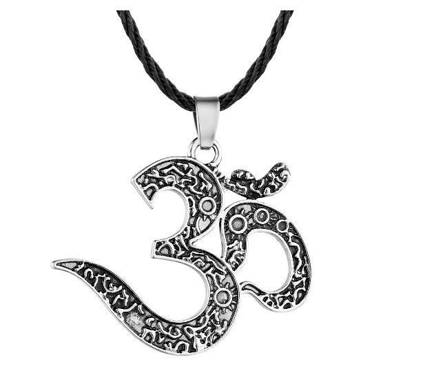 QIMING OM Collier Ohm schmuck OM Charme de yoga Schmuck Frauen Silber Ethnische Collier Méditation De Yoga Männer Schmuck Bijoux Femme