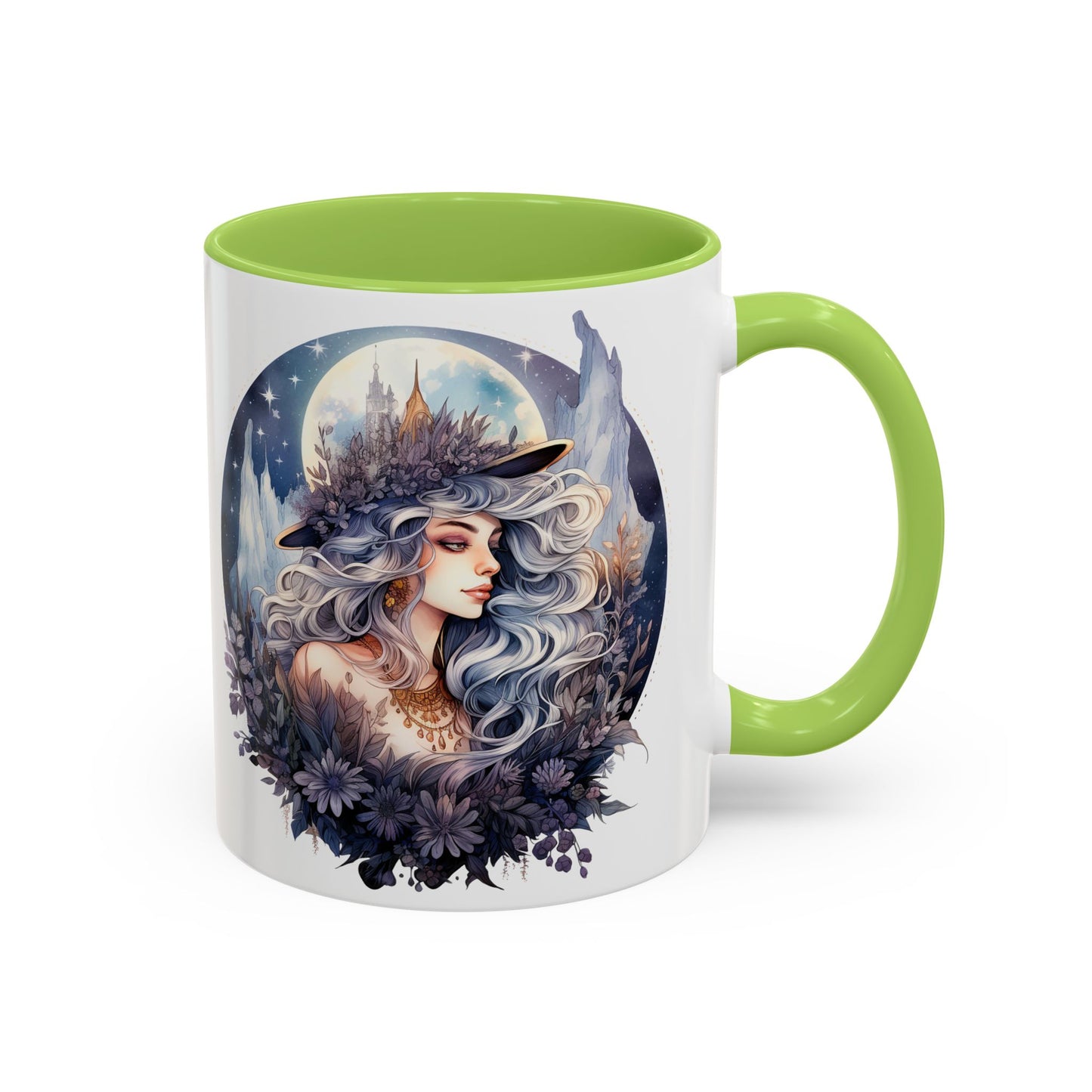 Mystical Floral Accent Coffee Mug, Enchanting Gift for Her, Elegant Home Decor, Celestial Mug, Perfect for Birthdays