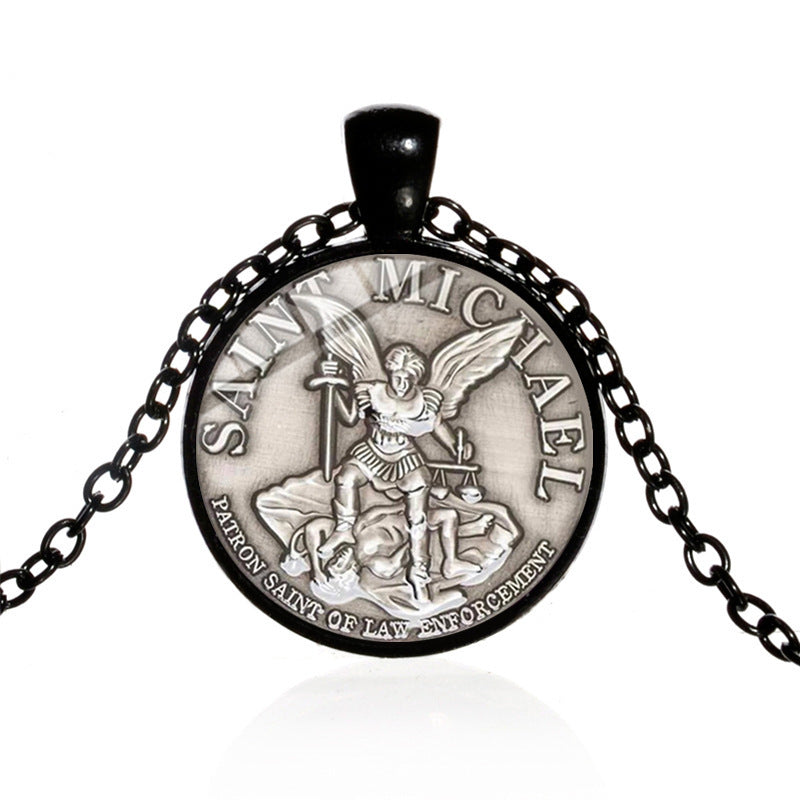 Shield Angel Christian Time Gemstone Pendant Necklace Wholesale