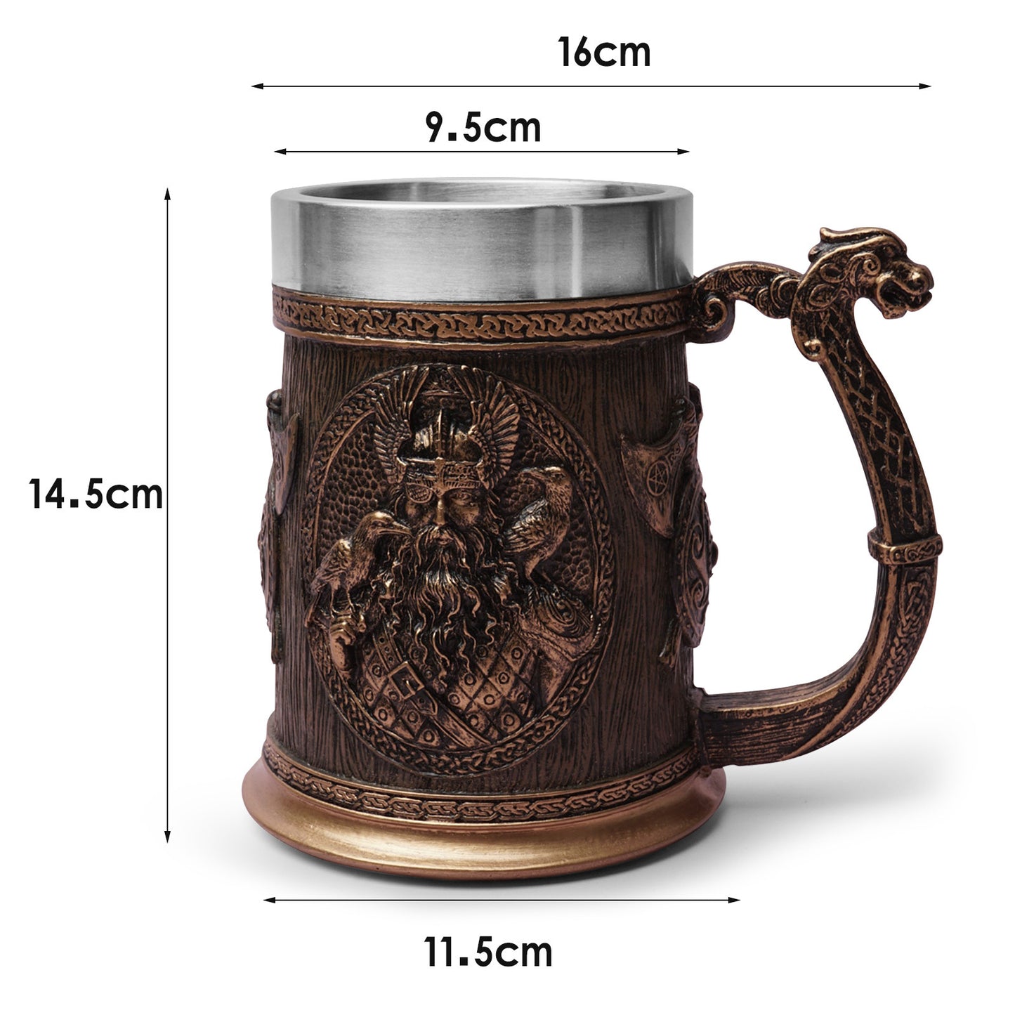 Personnalisé Vaisselle Viking Revêtement En Acier Inoxydable Crâne Vin Tasse De Résine