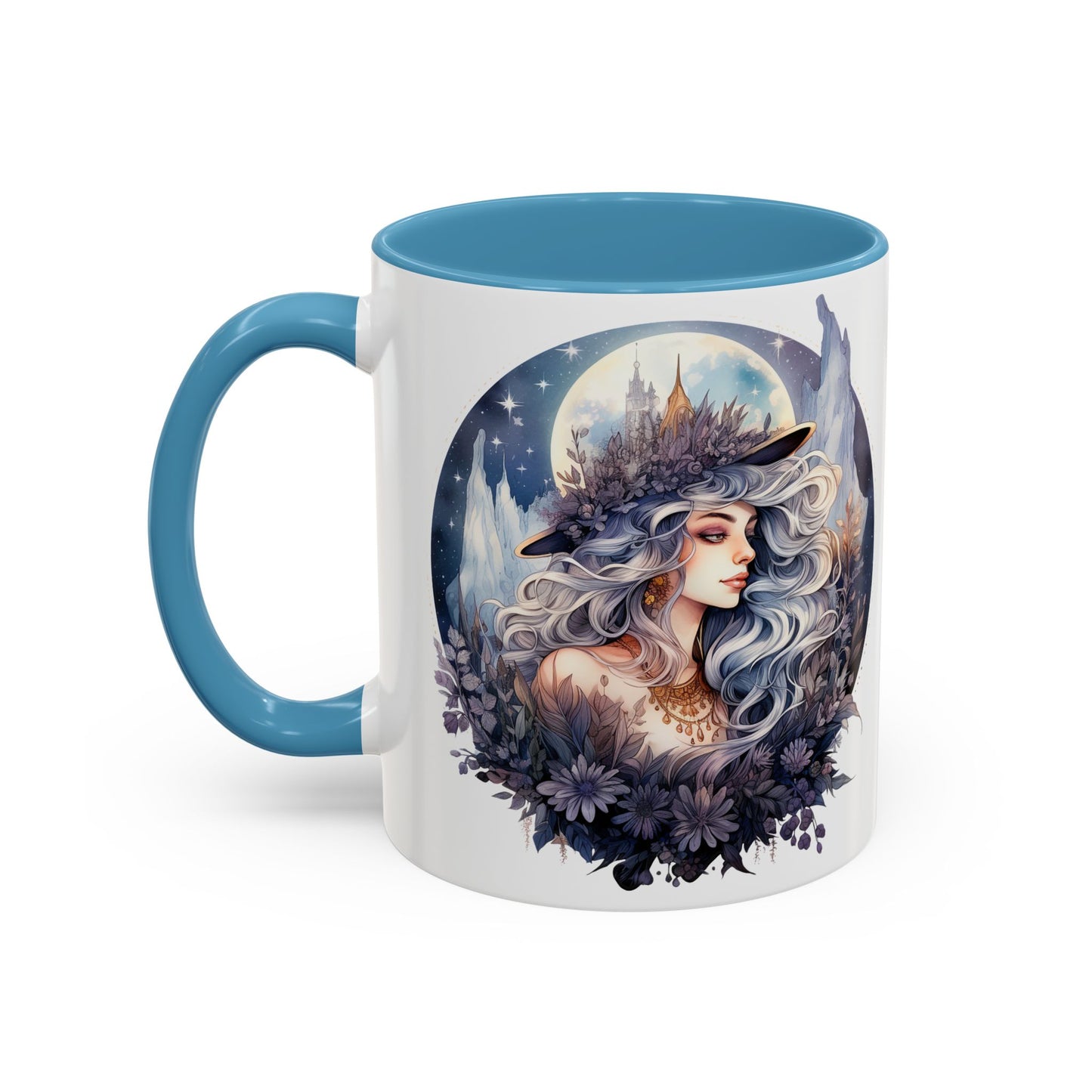 Mystical Floral Accent Coffee Mug, Enchanting Gift for Her, Elegant Home Decor, Celestial Mug, Perfect for Birthdays