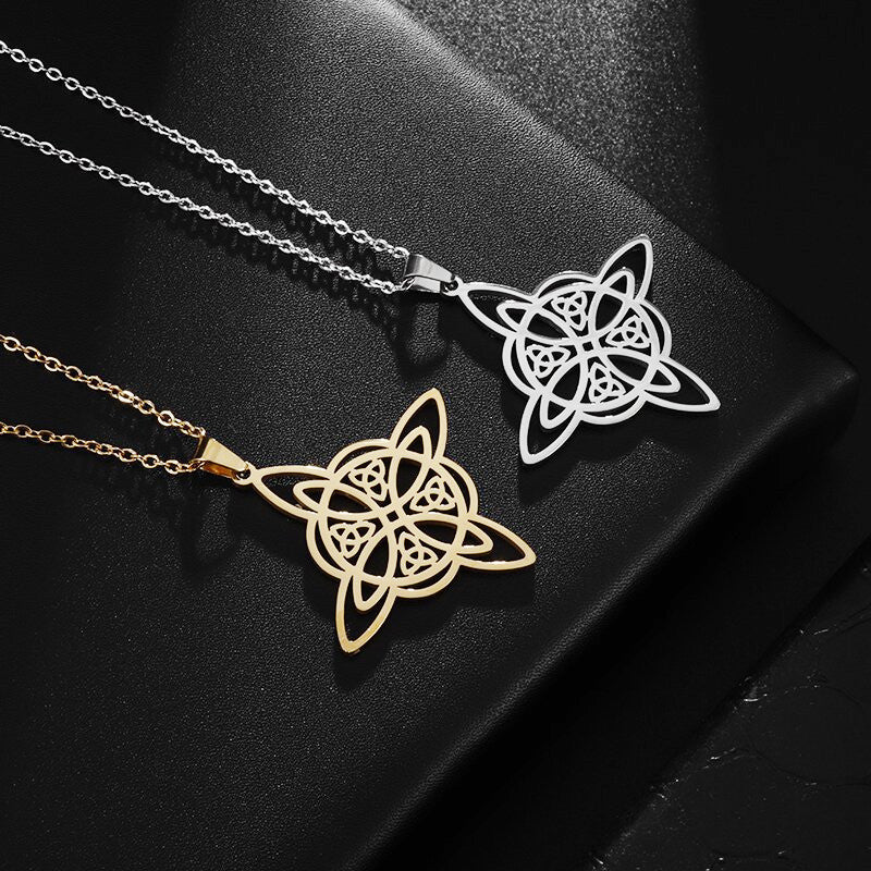 Fashion Celtic Knot Amulet Pendant Personality Trend Simple Hollow Necklace