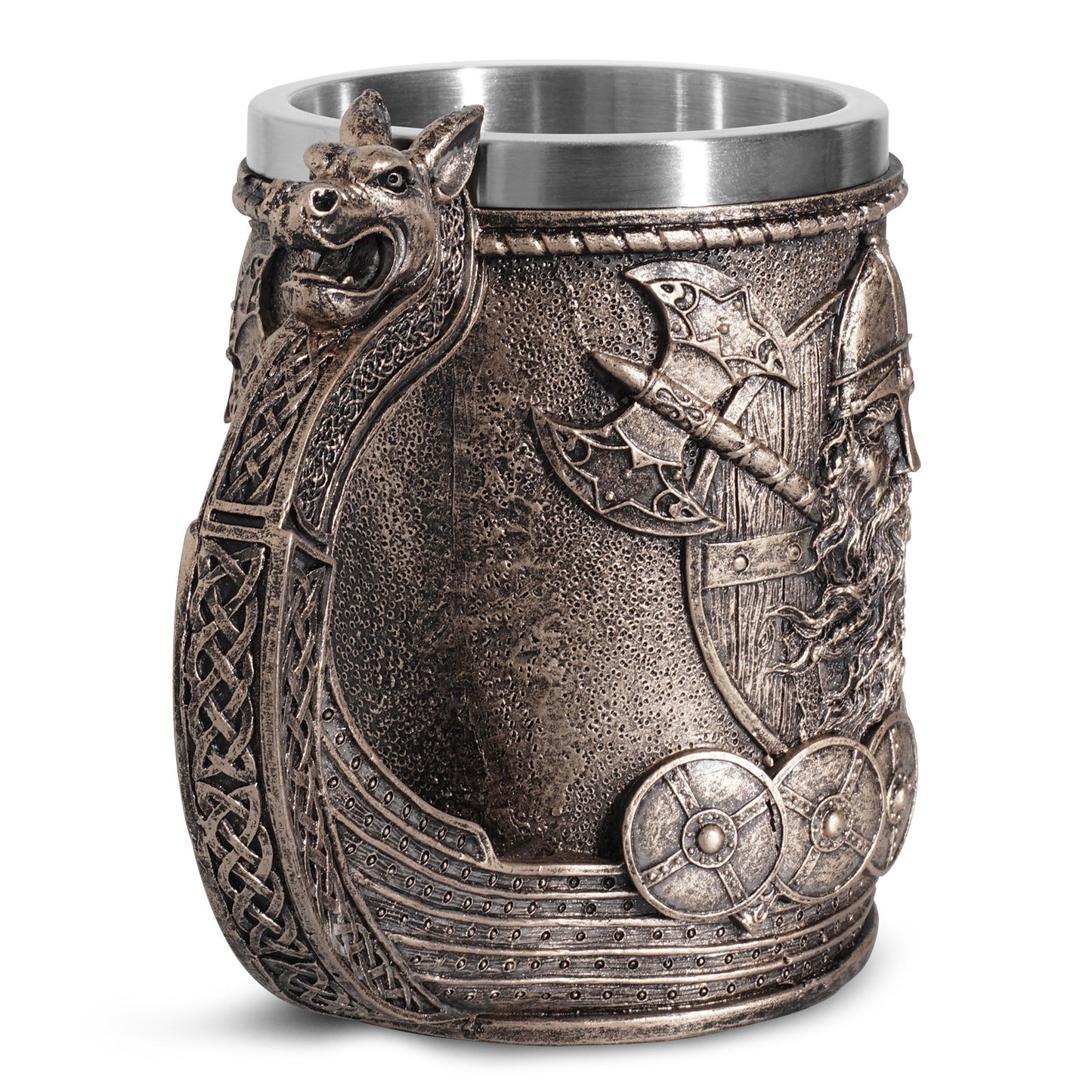 Personnalisé Vaisselle Viking Revêtement En Acier Inoxydable Crâne Vin Tasse De Résine