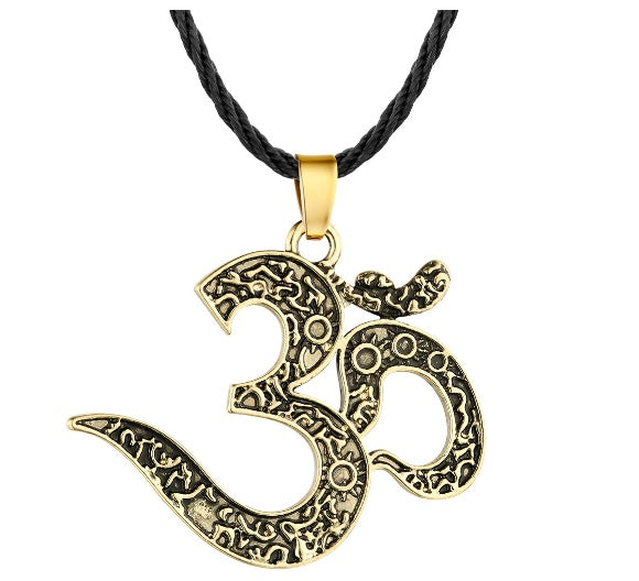 QIMING OM Collier Ohm schmuck OM Charme de yoga Schmuck Frauen Silber Ethnische Collier Méditation De Yoga Männer Schmuck Bijoux Femme
